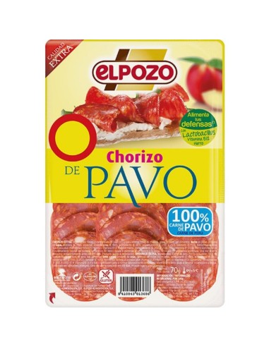 CHORIZO DE PAVO LONCHA 70GR. EL POZO 1.5EUR