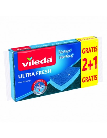 ESTROPAJO VILEDA ULTRAFRESH PK 2+1